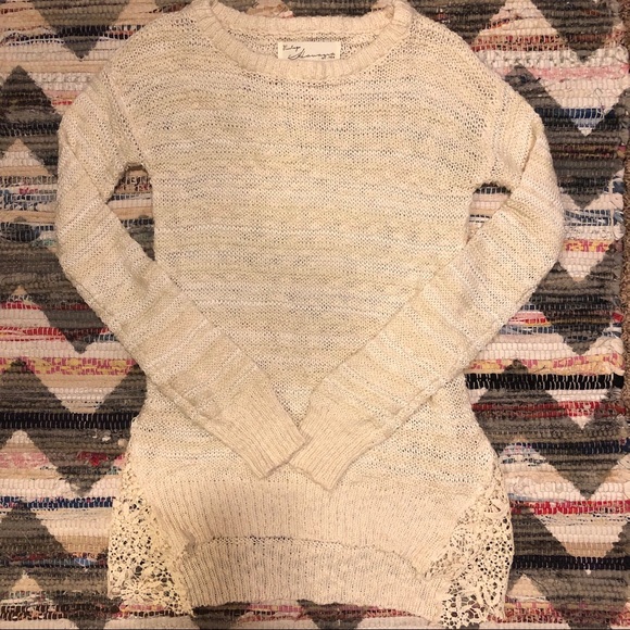 Vintage Havana Cream Crochet Panel Sweater Size Medium - Picture 4 of 8